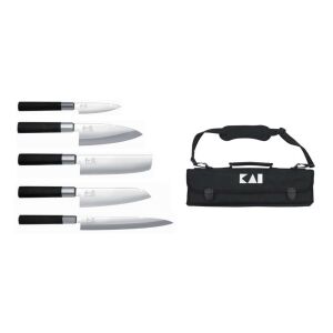 KAI Wasabi Black 5 darabos szakácskés készlet (6710P + 6715D + 6716N + 6716S &amp; 6721Y) (DM-0781JP67) 146264520 - Konyhai eszköz