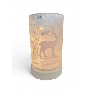 Téli LED-lámpás – havas hatású, szarvas mintával 18*10, 5cm