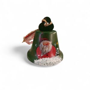 Karácsonyi fém csengettyű – Mikulás mintával - Zöld