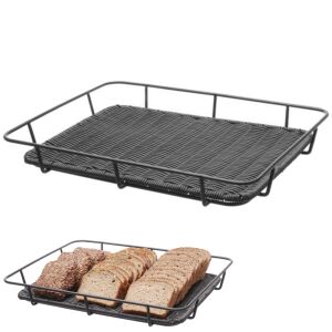 Kenyértartó kosár rozsdamentes acél kerettel, fekete, 400x300x50 mm - Hendi 426555