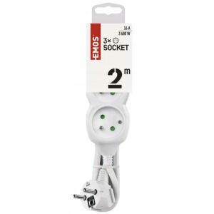 aljzatos hosszabbító kábel földeléssel, 2 m, fehér elosztó