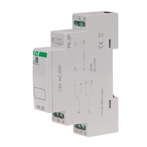 Elektromágneses relé PK-2P 12V AC/DC, érintkező: 2P I=2x8A, 1 modul
