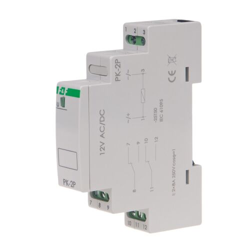 Elektromágneses relé PK-2P 12V AC/DC, érintkező: 2P I=2x8A, 1 modul 146285626