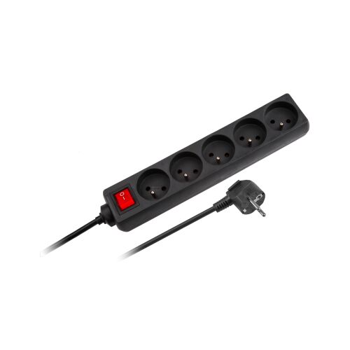 m-es hosszabbító kábel, 5 db aljzat, 3x1,5 mm2, Rebel kapcsoló