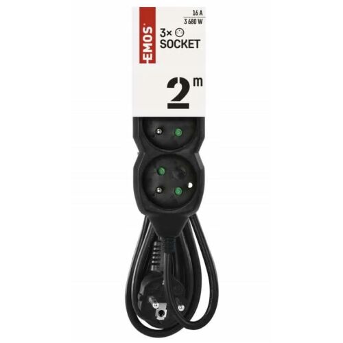 aljzatos hosszabbító kábel földeléssel, 2 m-es fekete elosztó 146286413