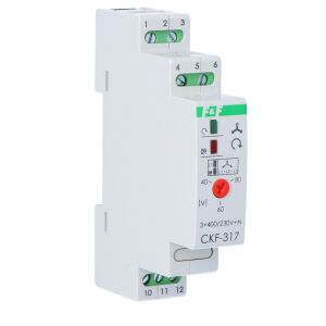 Fázissorrend és fázisvesztés érzékelő CKF-317 érintkezők: 1P, I=10A, állítható küszöb: 165-180V, 1 modul
