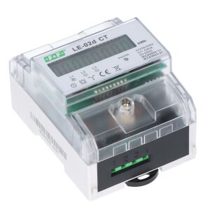 Villanyóra LE-02d CT - háromfázisú, programozható átalakítási arány, LCD kijelző, 1. osztály