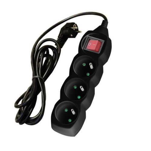 Hosszabbító kábel kapcsolóval, 3 aljzat, fekete, 3 m ONNLINE 146287074