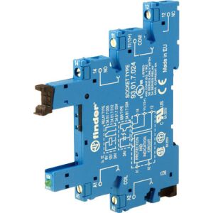 Keskeny profilú aljzat 6,2 mm 34-es sorozatú relékhez, 6-24VAC/DC, csavaros sorkapcsok, DIN sínre szerelhető 93.01.0.024