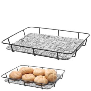 Kenyértartó kosár rozsdamentes acél kerettel, melanzs szürke, 400x300x50 mm - Hendi 426524 146291393 - Konyha & Étkezés