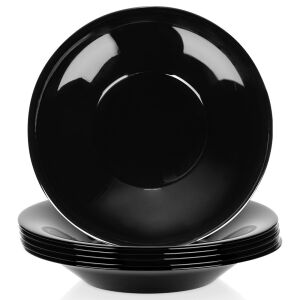 Mély üveg tányérok, fekete, 21,5 cm, 400 ml, 6 db. 146291444 - Tányér