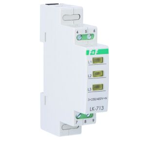 Tápfeszültség visszajelző lámpa LK-713 Y, 3xLED sárga, 3x230V+N, 1 modul