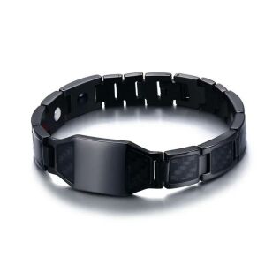 Szénszálas mágneses nemesacél férfi acél gravírozható karkötő 146292971 - Férfi karkötő