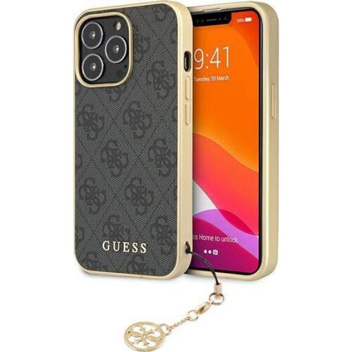 CG MOBILE GUESS 4G CHARMS műanyag telefonvédő (textil hátlap, telefondísz) SÖTÉTSZÜRKE Apple iPhone 13 Pro Max (GUHCP13XGF4GGR) (GUE1340GRY) 146296236