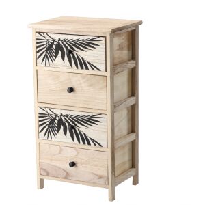 ZOFIA 4 fiókos természetes fa komód levélmintás előlappal – 40 × 29 × 73 cm 146302748 - Ramiz