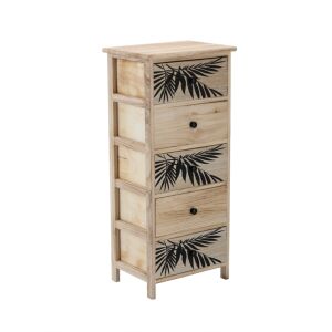 ZOFIA 4 fiókos természetes fa komód levélmintás előlappal – 40 x 29 x 90 cm 146302809 - Ramiz