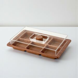 EVELIN plastic szögletes tál búrával, osztott, 23,5x35,5x8 cm 146318606 - Ételtároló