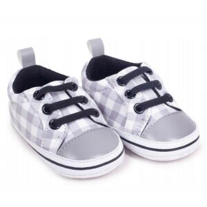 Yoclub Bébi Cipő 0-6 hó - Szürke kockás 146319721 - Puhatalpú cipő, kocsicipő