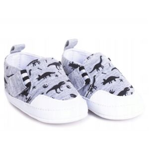 Yoclub Bébi Cipő 0-6 hó - Szürke dinós 146319722 - Puhatalpú cipő, kocsicipő