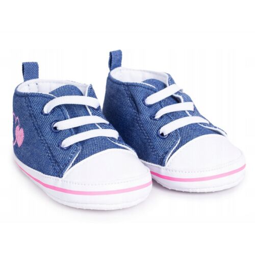 Yoclub Bébi Cipő 0-6 hó - Kék /rózsaszín szívecskével 146319759