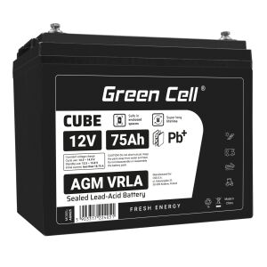 Green Cell Cube AGM VRLA IP54 12V 75Ah karbantartásmentes akkumulátor lakókocsihoz napelemekhez napkollektorokhoz hajóhoz 146324646 - Akkumulátor