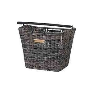 Basil Kormánykosár BASIL BREMEN RATTAN LOOK KF rattan kinézetű + Kosz rögzítő lemez BASIL KLICKFIX ADAPTER PLATE kormányra szerelhető leválasztható rendszer (tartó nélkül) természetes barna (ÚJ)