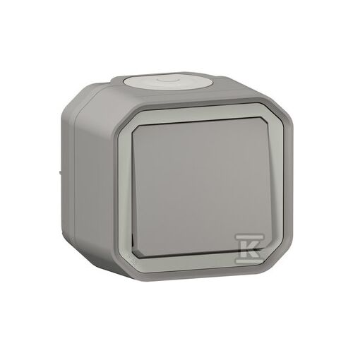 ÚJ PLEXO 55 Egykapcsolós gomb komplett felszerelés doboz 10A - 250V AC szürke 069720L