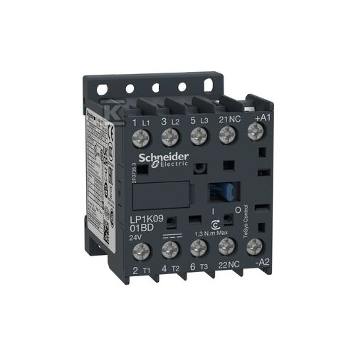Schneider Electric LP1K0901BD 24VDC Kontaktor, 3-Pólusú, 9A AC3 - Villanyszerelési segédanyag