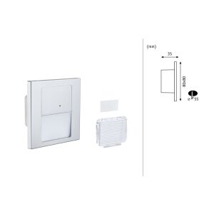 Beépített mennyezeti lámpa TSARO LED mozgás- és szürkületérzékelővel, négyzet 1x1, W 80lm 2700K IP20 230V matt króm / műanyag