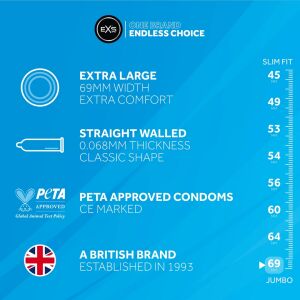 EXS Jumbo Mix 144 db óvszer, nagy méret 69 mm