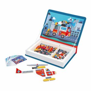 Janod Magnetibook Feuerwehr 146329261 - Schaukelpferde, Schaukeltiere und Entwicklungsspiele für Kinder im Kindergartenalter