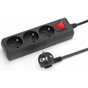 Hálózati hosszabbító kábel 3 gn. 2m kereszt fekete MT118B-2 MONTIS 146334968 - Hosszabbító