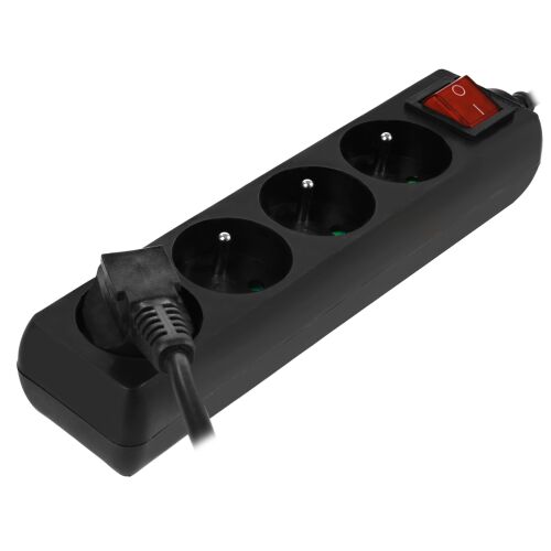 AWTOOLS PRZEDŁUŻACZ DOMOWY CZARNY 4 GNIAZDA 5,0m Z UZIEMIENIEM, WYŁĄCZNIK 146335699