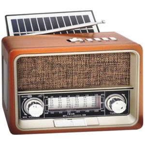 Hordozható rádió LTC NETTA RETRO napelemes panel, Bluetooth, USB, zseblámpa