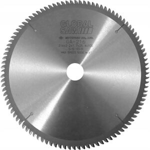 GLOBAL SAW Piła tarczowa do cięcia aluminium GLOBAL SAW 216 x 2,2/1,7 x 25,4mm / 100z CERMET 146337203 - Akcesoria do narzędzi