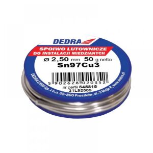 Dedra forrasztó ón, 2,5mm, 50g, 97% SN, SN97Cu3