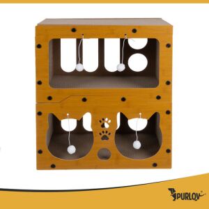 Purlov 3 az 1-ben macskaház kaparóval és labdákkal - 51,5x45,5x28cm 146337957 - Macskaház