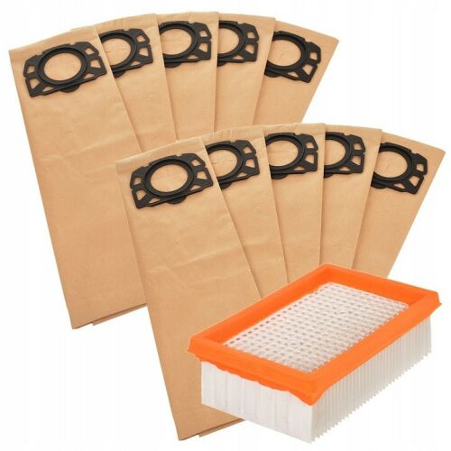 Papierstaubbeutel- und Filterset für Kärcher Staubsauger WD4, WD5, WD6, MV4, MV5 und MV6 (ersetzt Teilenummer 2.863-006.0) 1 Filter, 10 Staubbeutel 146348315