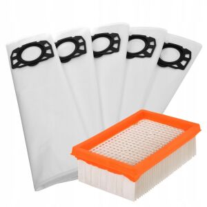 Set filtru și sac de praf pentru aspiratoare Karcher WD4/WD5/WD6, 5 saci de praf + 1 filtru (înlocuiește codul articolului 2.863-006.0) 146348329 - OEM Saci de praf