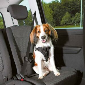 Trixie Car Harness Comfort - biztonsági hám autóba -fekete - (S-M) kutyák részére (40-55cm/17mm) 146353163 - Hordozó, autós box kisállatoknak