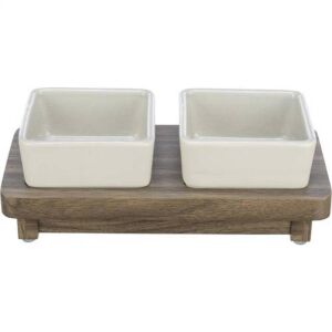 KT25.Trixie Bowl Set CityStyle - tálszett (kerémia/fa) 2x 0,2L, 10x10cm/24x4x12,szürke/barna(KIZÁRÓLAG RENDELÉSRE!) 146357468 - Rágcsáló etető