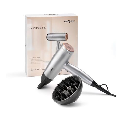 Сешоар, BaByliss Cosmos D580DE, лек дизайн, 2100W, йонна Anti-Frizz технология, 3 степени на температура, 2 скорости, включен дифузер, елегантен дизайн, сребрист цвят, модел 2025 146394474
