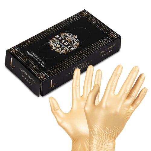 Beaute Luxe nitril kesztyű - arany gyöngyházfényű (L) 50db 146398475