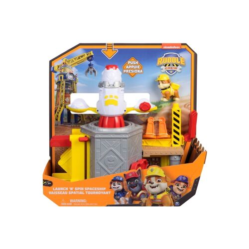 Mancs őrjárat Rubble & Crew, Indítsd el és pörögj! Űrhajó interaktív funkciókkal, többszínű, 3 éves kortól