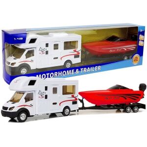Wohnmobil mit rotem Motorboot und 1:48 Reibungsantrieb 146404562 - Spielzeugautos und Basteln