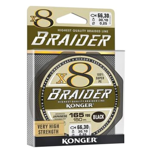 KONGER X8BRAIDER horgászfonat 0,25mm 150m 8 szál fekete 1 csomag |250148025 146406049