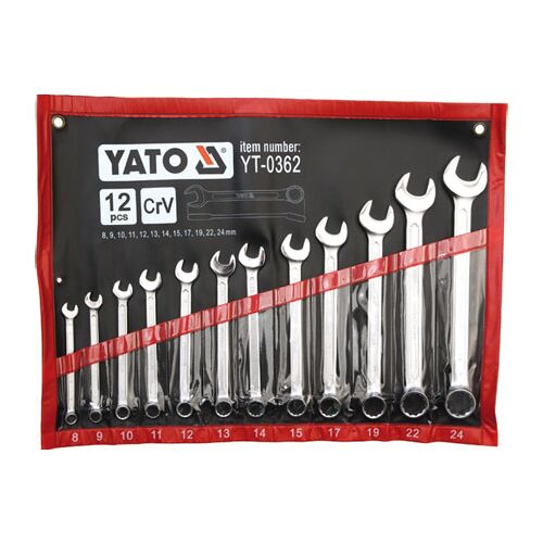 12 RÉSZES NYITOTT VÉGŰ VILLÁSKULCS KÉSZLET 8-24MM POLÍROZOTT - YT-0362 146409105