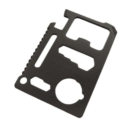 Card supravietuire DEPOX®, multifunctional, otel inoxidabil, 11 functii, negru, husa inclusa 146409417