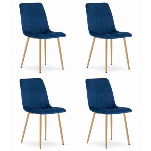 LAVA szék - sötétkék bársony / 4 db fa színű láb 146412944 - Étkező szék