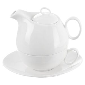 MONA fehér porcelán teáskanna csészével, 3 darabos 146414208 - Teáskészlet